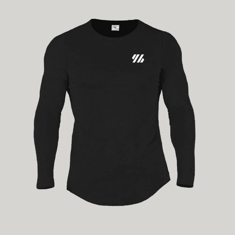 Slim-Fit Long Sleeve Cotton Sports T-Shirt