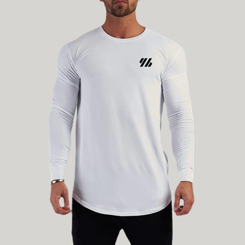 Slim-Fit Long Sleeve Cotton Sports T-Shirt
