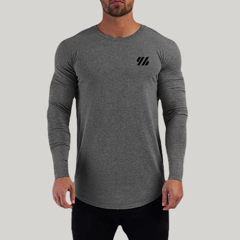 Slim-Fit Long Sleeve Cotton Sports T-Shirt