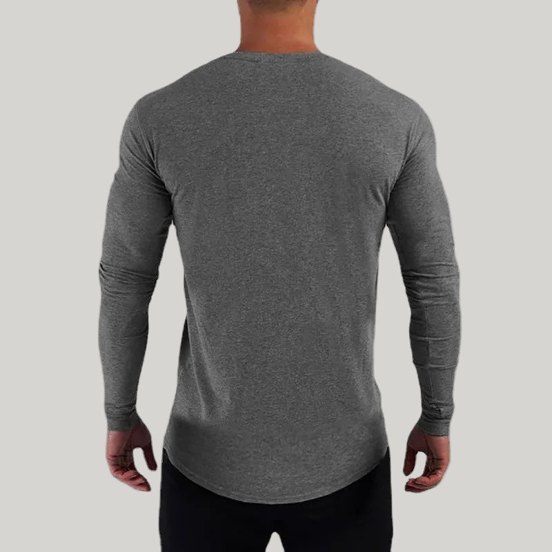 Slim-Fit Long Sleeve Cotton Sports T-Shirt