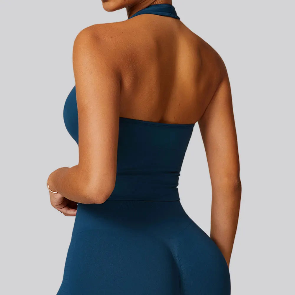 Seamless Halter-Neck Sports Bra