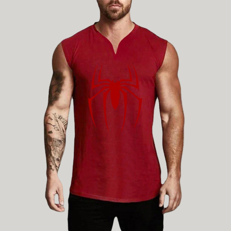 Cotton V-Neck Spider-Print Tank
