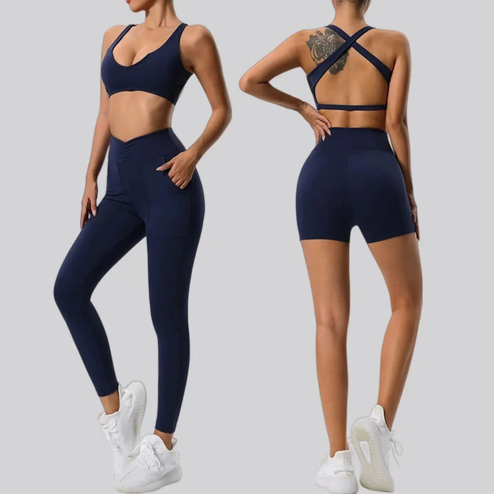 Nude-Feel Yoga Set with Push-Up Bra