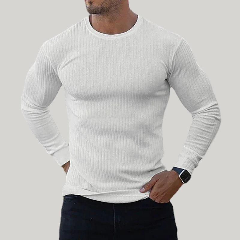 Slim-Fit Knitted Long Sleeve Sports T-Shirt