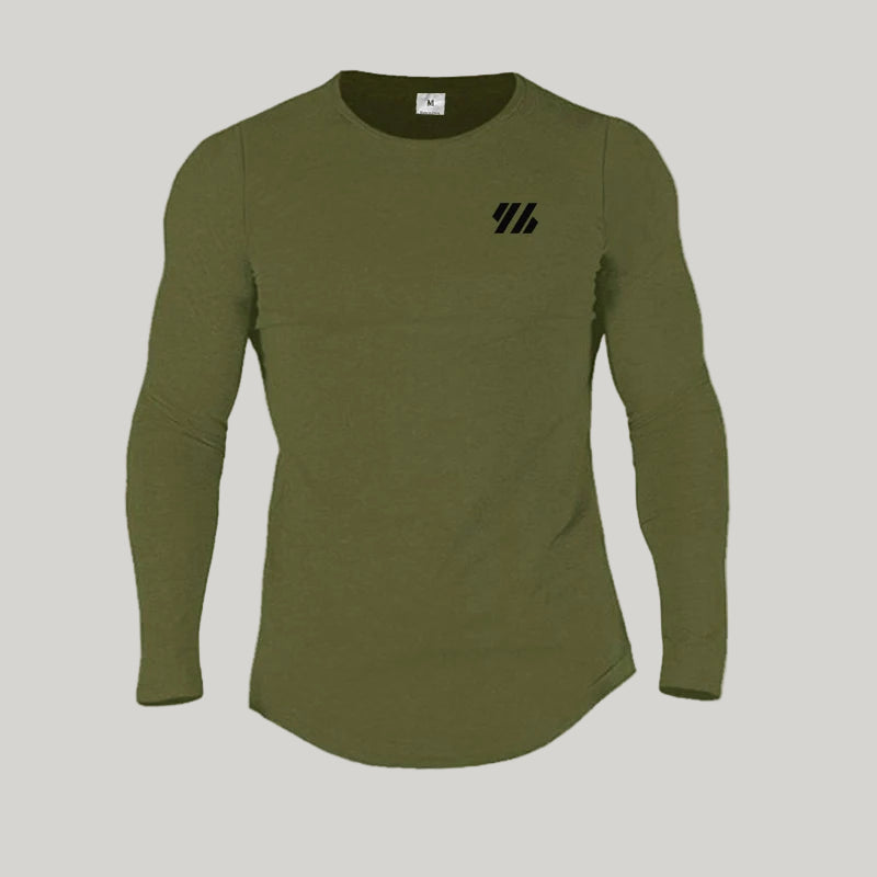 Slim-Fit Long Sleeve Cotton Sports T-Shirt