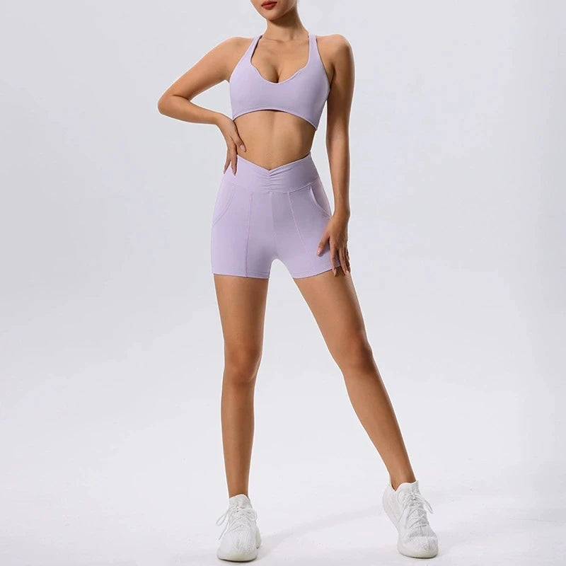 Nude-Feel Yoga Set with Push-Up Bra