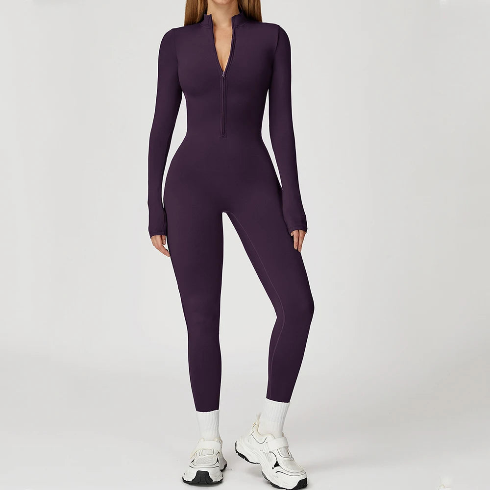 Thermal Long-Sleeve Zipper Jumpsuit