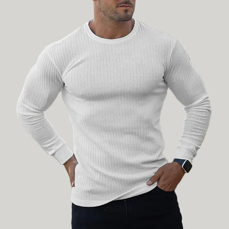 Slim-Fit Knitted Long Sleeve Sports T-Shirt