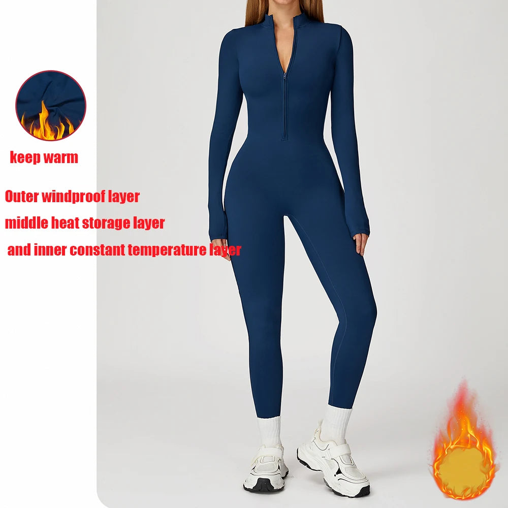 Thermal Long-Sleeve Zipper Jumpsuit