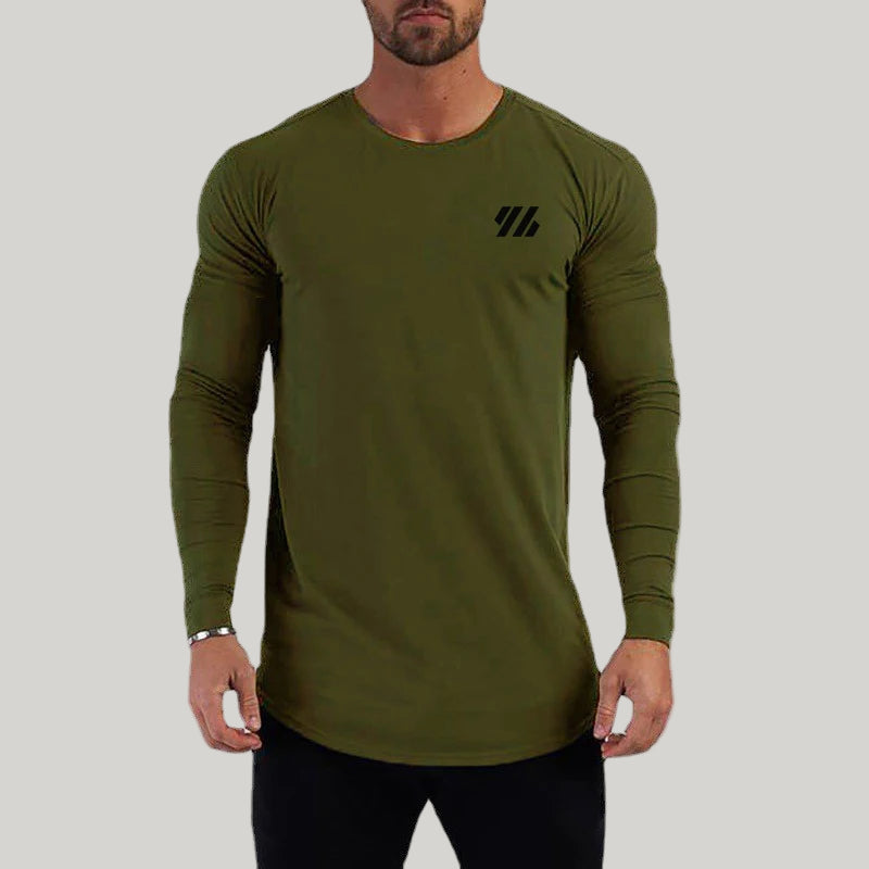 Slim-Fit Long Sleeve Cotton Sports T-Shirt