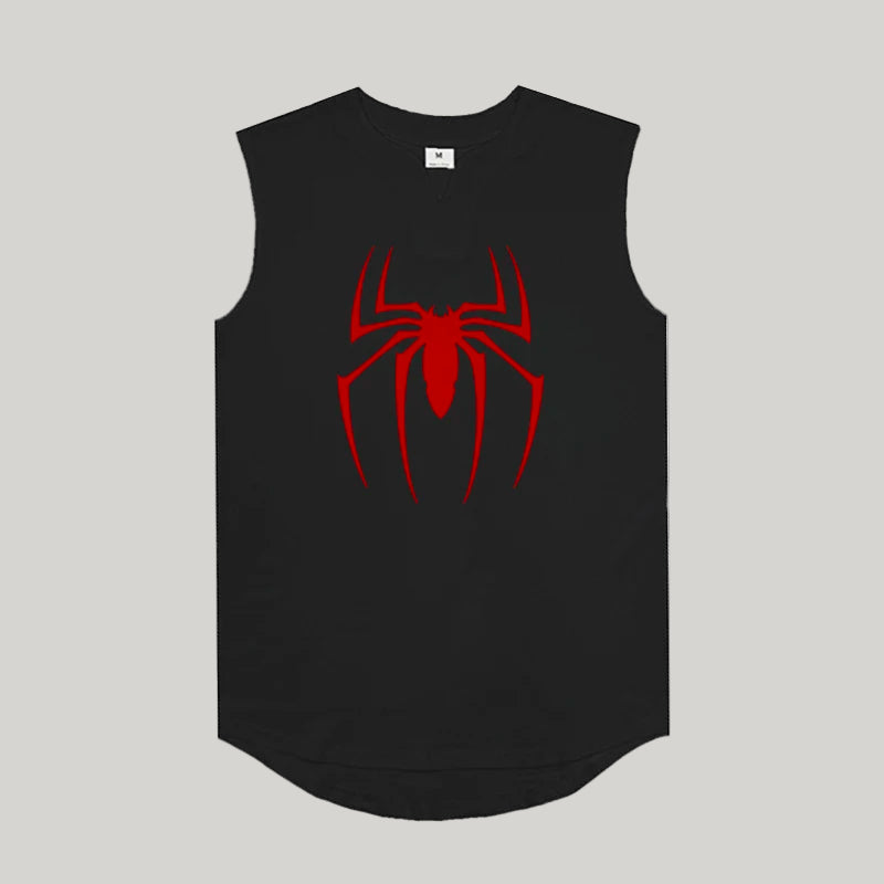Cotton V-Neck Spider-Print Tank