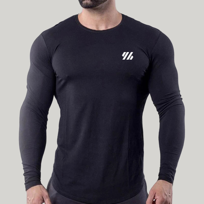 Slim-Fit Long Sleeve Cotton Sports T-Shirt
