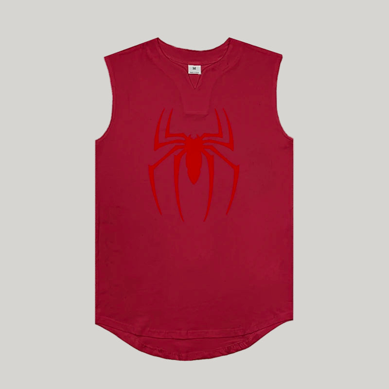Cotton V-Neck Spider-Print Tank