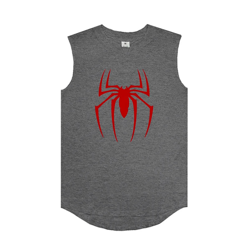 Cotton V-Neck Spider-Print Tank