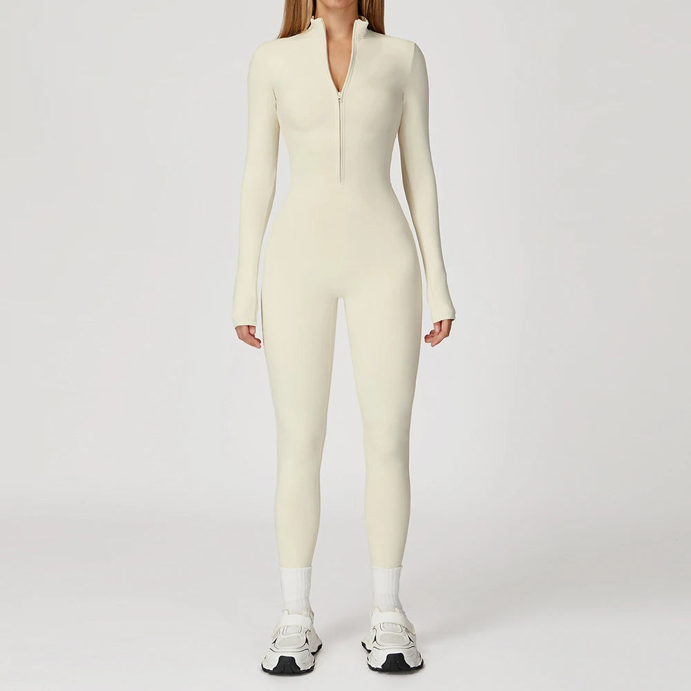 Thermal Long-Sleeve Zipper Jumpsuit