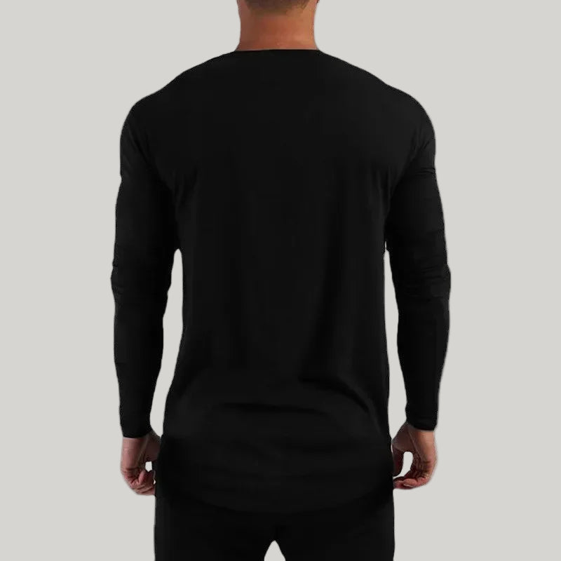 Slim-Fit Long Sleeve Cotton Sports T-Shirt