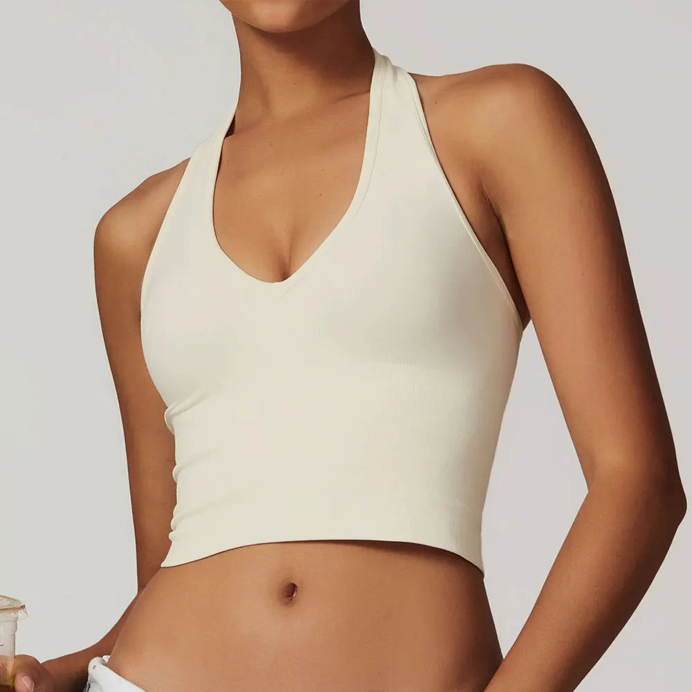 Seamless Halter-Neck Sports Bra